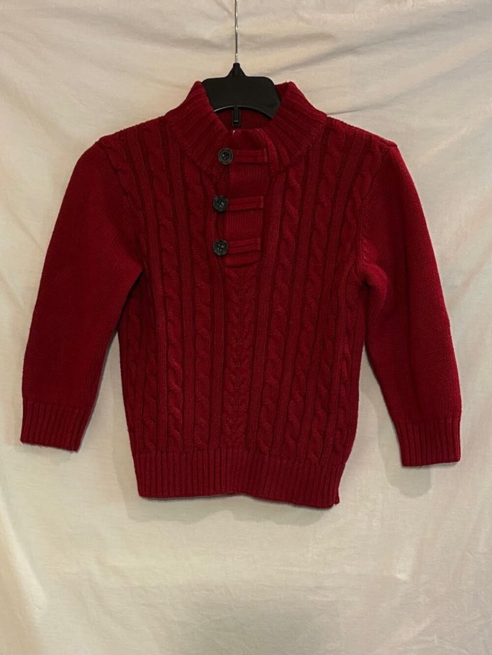 Gymboree Boys XS 3-4 Red Knit Collar Button Cable Knit Sweater Holiday Classic